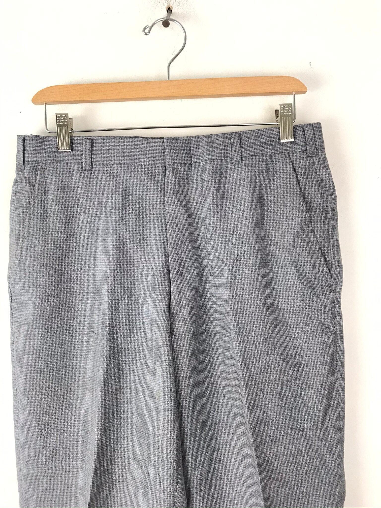 Vintage Gray Micro Plaid Dress Pants Mens Size 30 Waist Gray - Etsy