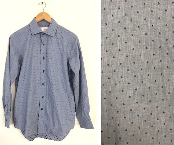 Vintage Blue Polka Dot Dress Shirt Mens Size 15.5 32/33 | Etsy