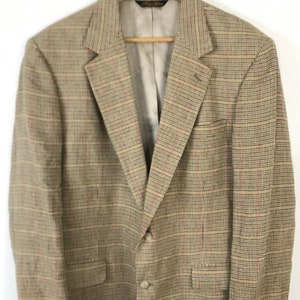 Vintage Mens Brooks Brothers Blazer, 90s Brown Houndstooth Sport Coat Size 43R, Preppy Houndstooth Blazer, Vintage Brook Brothers Sport Coat