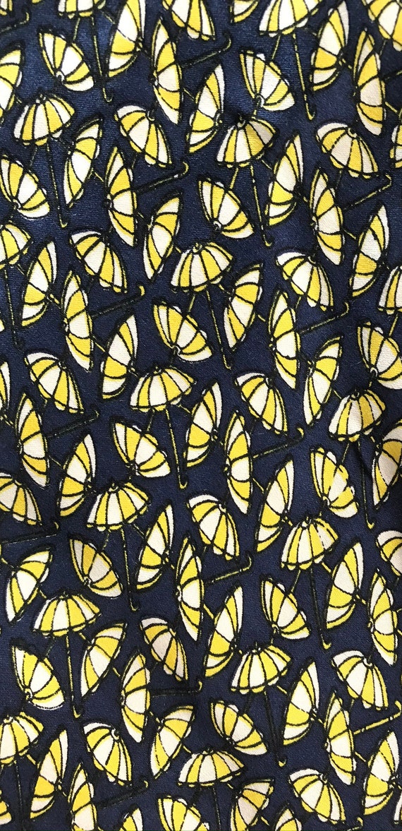 90s Blue & Yellow Umbrella Tie, Umbrella Print Ti… - image 3