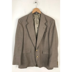 80s Tan Sport Coat with Gold Buttons Mens Size 42R, Vintage Gold Button Blazer, Classic Tan Sport Coat, Preppy Mens Blazer