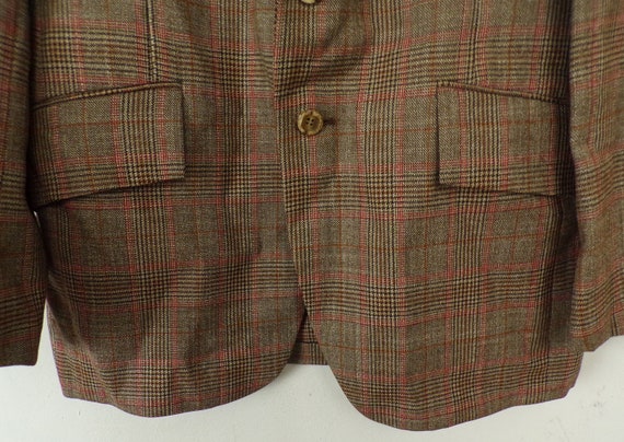 Vintage Mens Plaid Blazer,1980s Brown & Red Plaid… - image 4