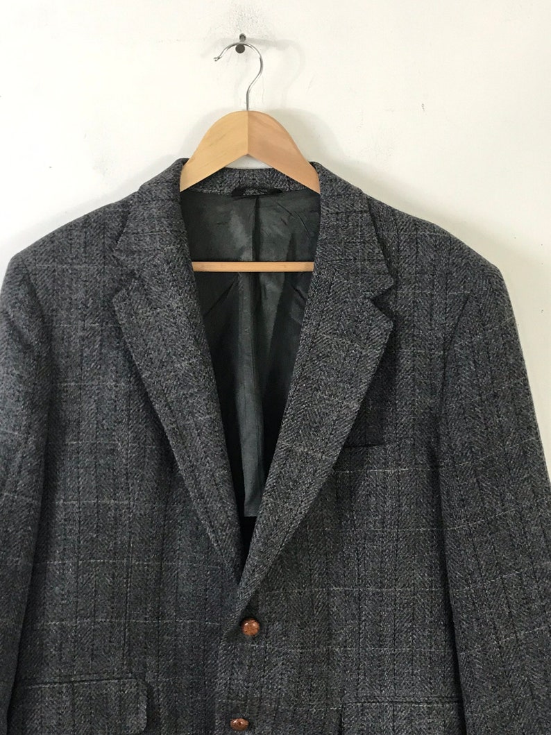 Vintage Mens Plaid Sportcoat 80s Dark Gray Plaid Sport Coat - Etsy