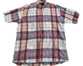 Camisa a cuadros vintage Van Heusen para hombre, de algodón, color mediano y preppy, con botones