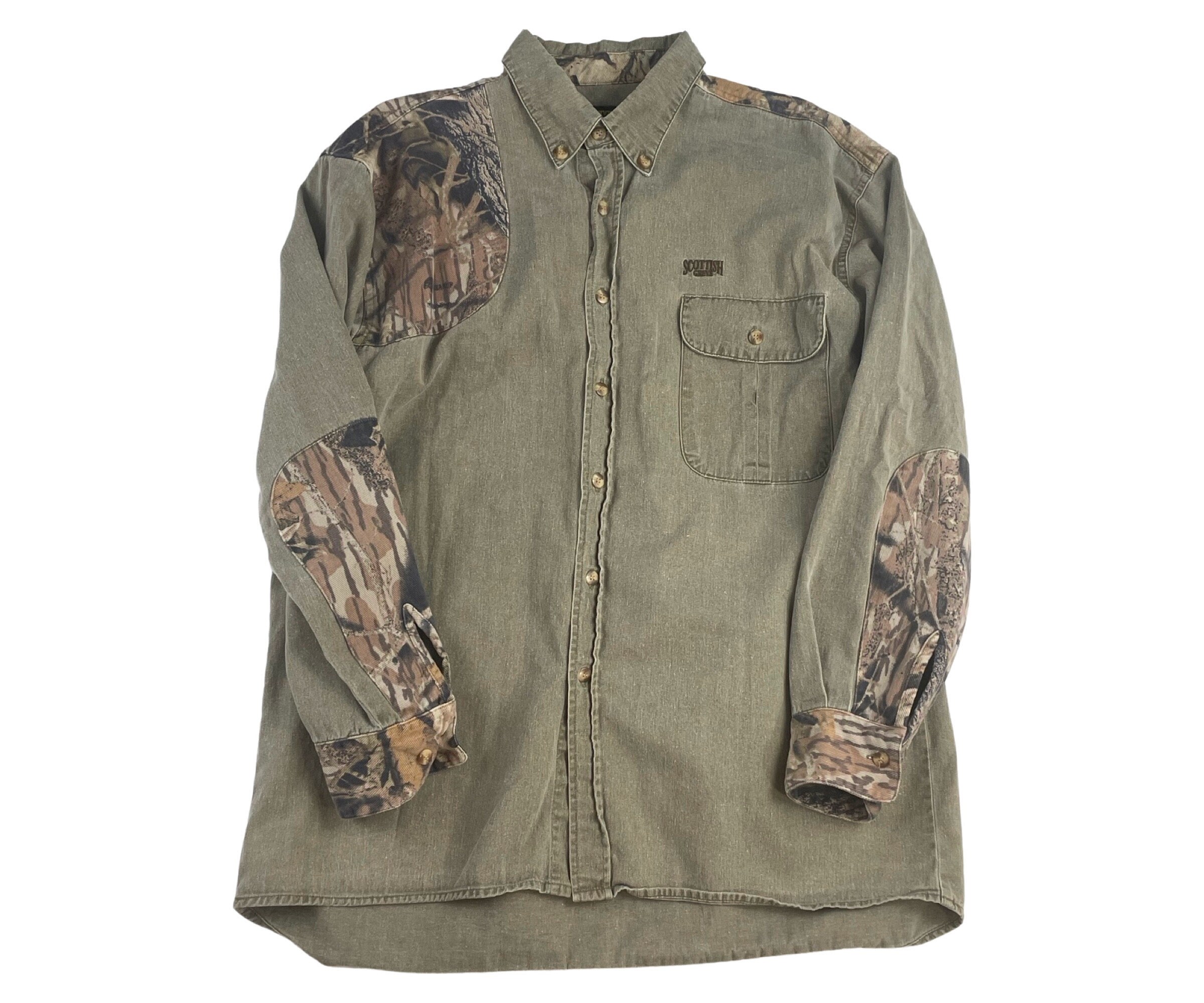 Vintage Brown Camouflage Button Down Shirt Mens Large, Brown Camo Detail Mens Shirt, Hunting Fishing Outdoors Shirt