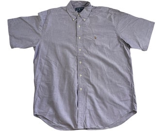 Vintage Ralph Lauren Light Purple Blake Shirt Mens Large, 90s Short Sleeve Button Front Preppy Purple Mens Shirt