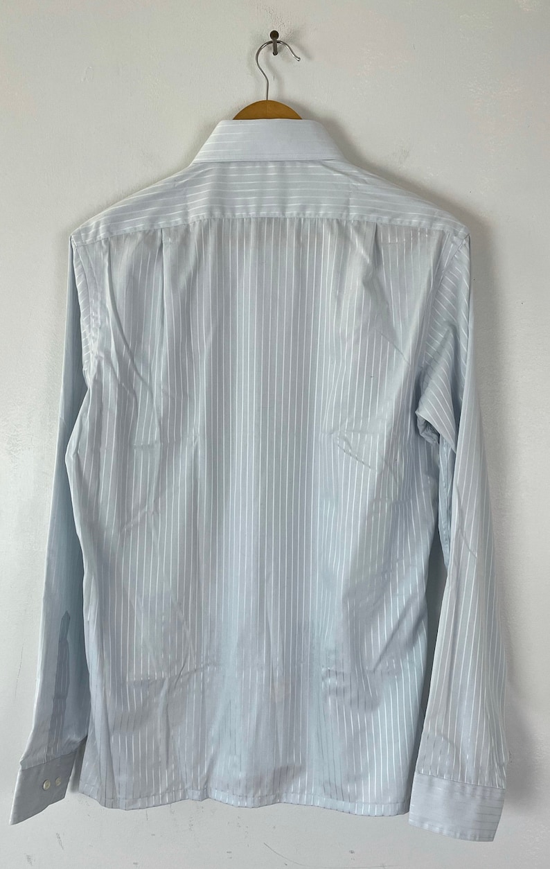Vintage Silver Striped Dress Shirt Mens Size 16 34/35 Large Etsy