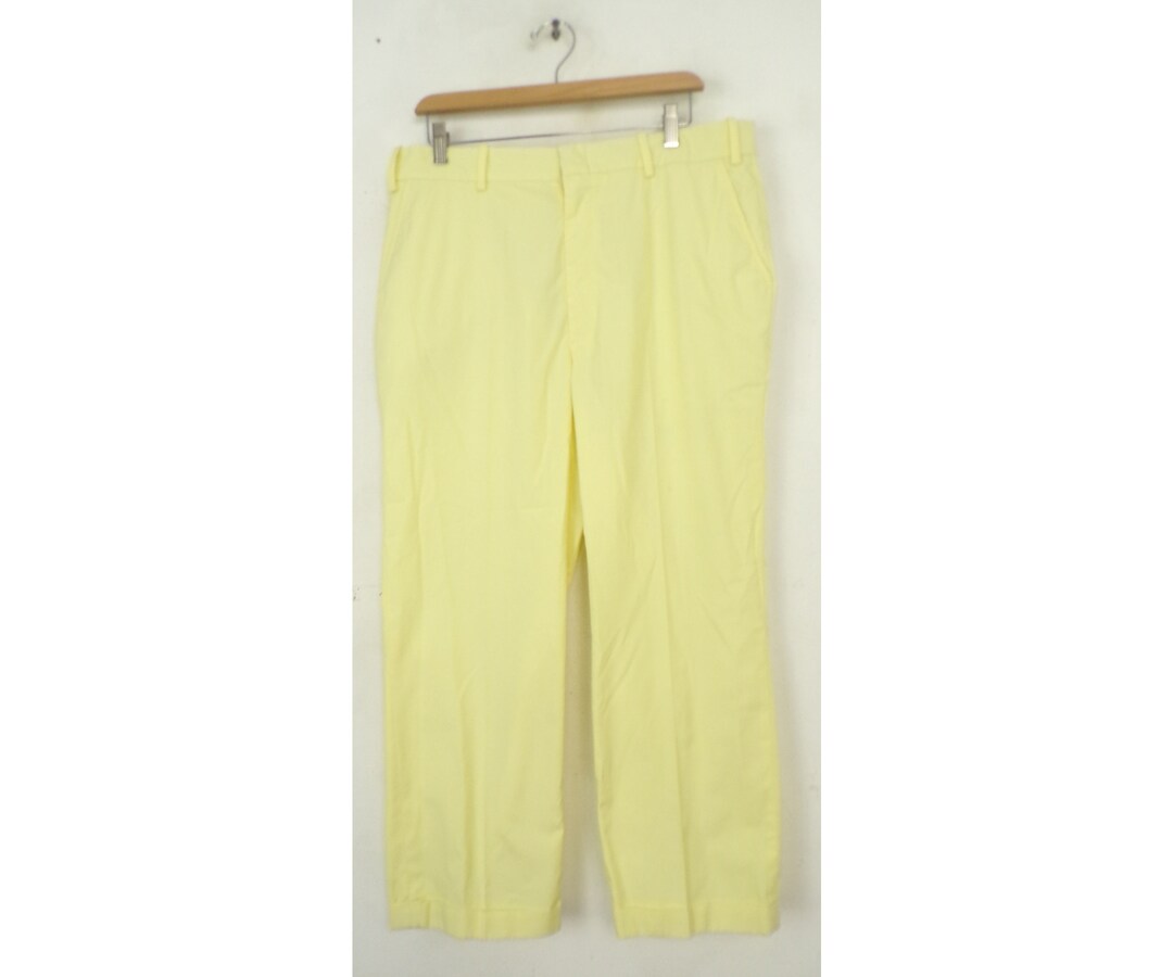 Vintage Mens Yellow Golf Pants, 90s Orvis 36 Waist Light Yellow Pants