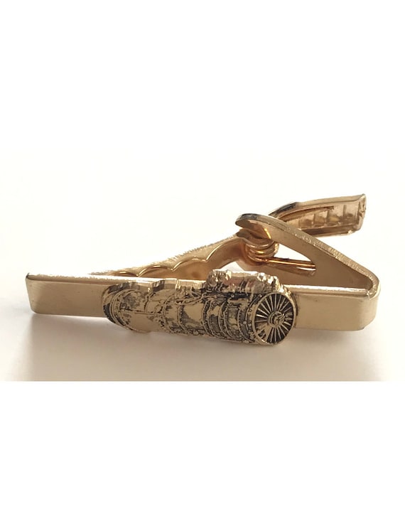 Vintage Gold Cannon Tie Clip, Old Fashioned Barre… - image 1