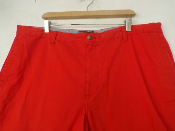 Vintage Mens Orange Cotton Shorts 1990s Bright Orange Size 42