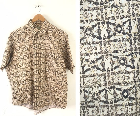 Vintage Mens Abstract Print Shirt , 90sButton Dow… - image 2