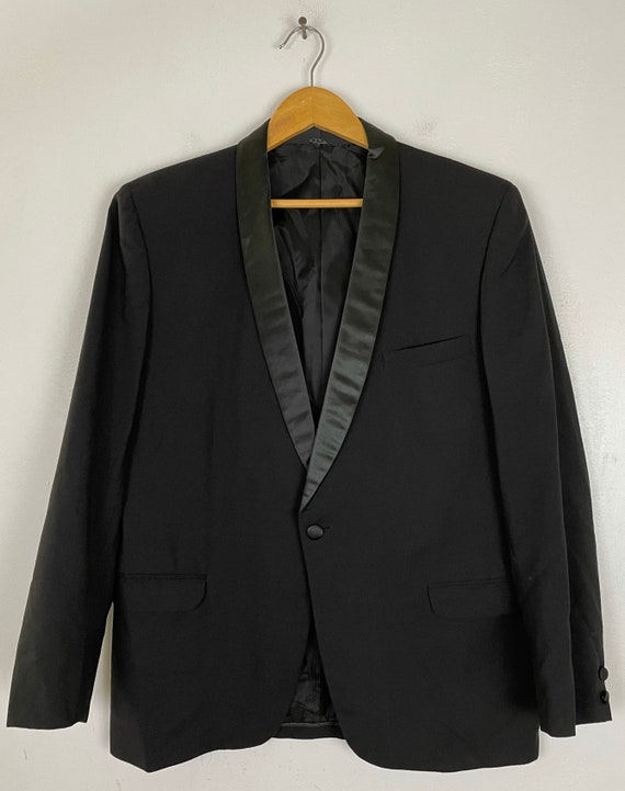 Vintage Black Tuxedo Jacket Mens Size 44, Black S… - image 2