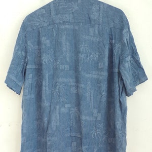 Vintage Mens Hawaiian Shirt,Mens Large Short Sleeve Shirt, Blue Palm Tree Shirt, Blue Hawaiian Shirt, Summer Beach Shirt, 90s Hawaiian Shirt image 5