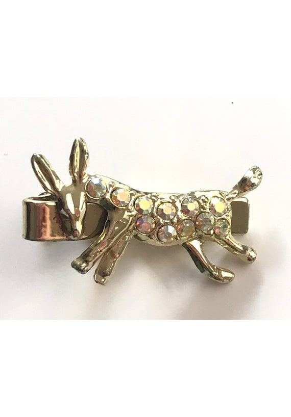 Vintage Gold Jeweled Donkey Tie Clip, Donkey Tie B