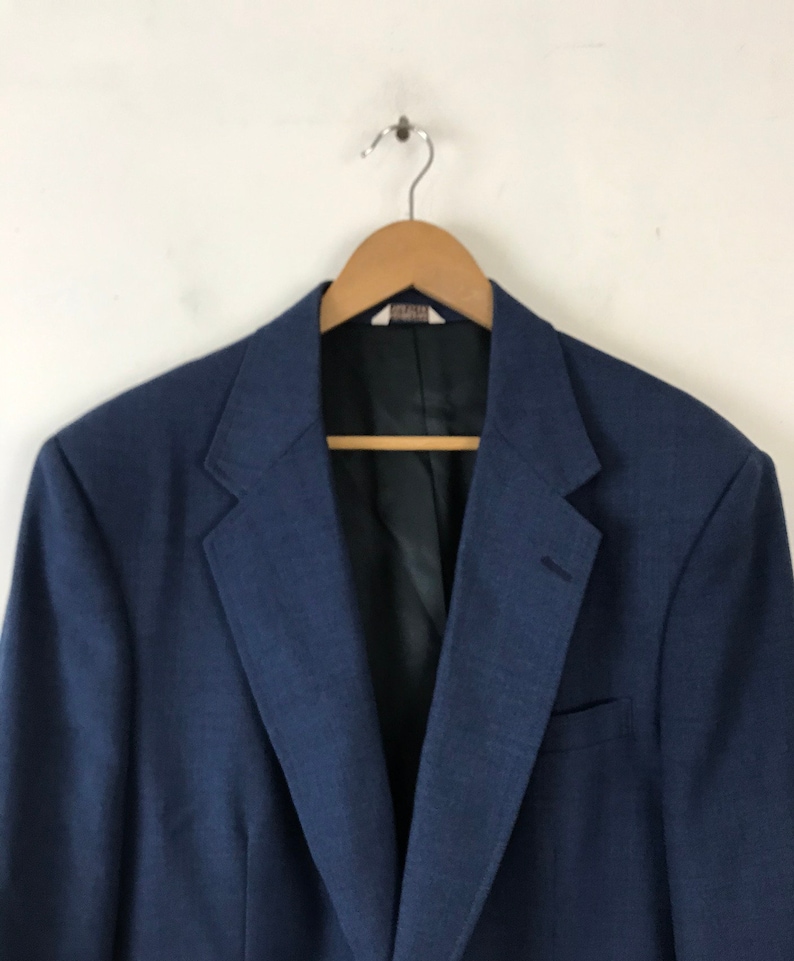 Formal Event Blazer Classic Blue Mens Blazer 80s Blue Sport Coat with Gold Buttons Mens Size 48 Vintage Gold Button Sport Coat