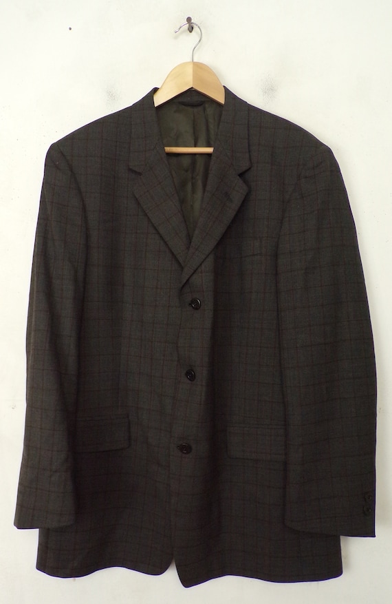 Vintage Mens Plaid Blazer, Gray & Red Sport Coat … - image 2