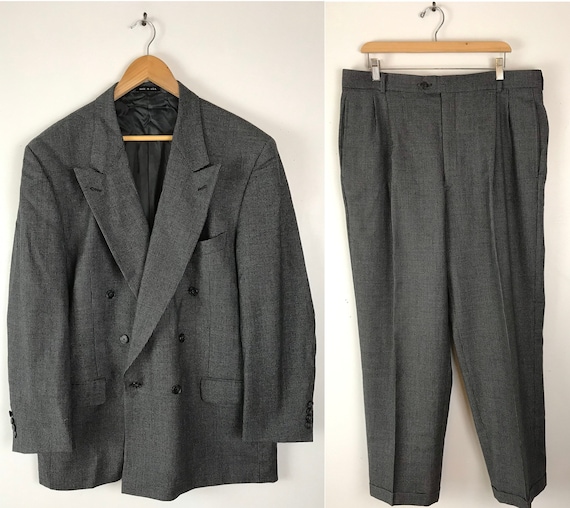 Vintage Joseph Abboud Black Gray Houndstooth Two P