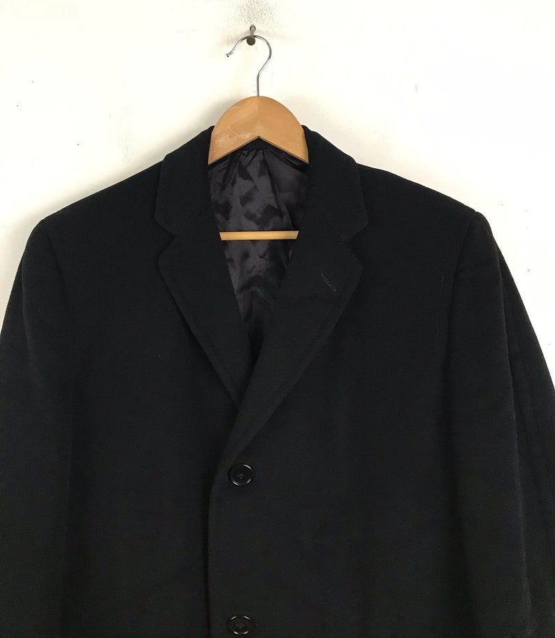 Wool Winter Coat 1970s Mens Classic Overcoat Vintage Black Wool Mens Coat 70s Black Wool Overcoat Mens Size 36R