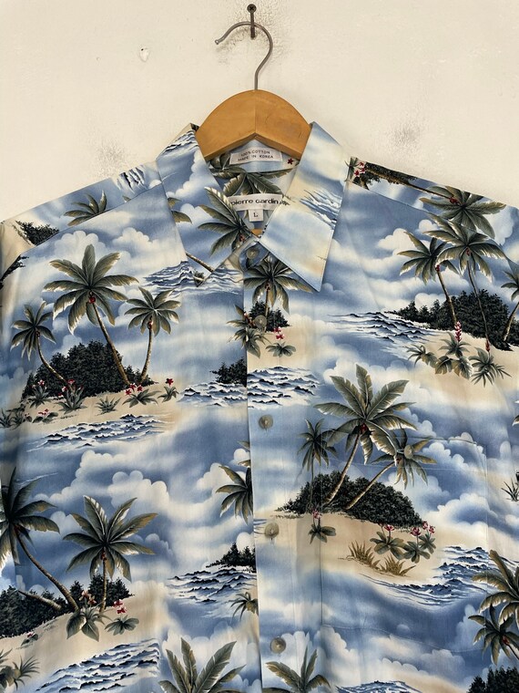 Vintage Pierre Cardin Palm Tree Hawaiian Shirt Me… - image 3