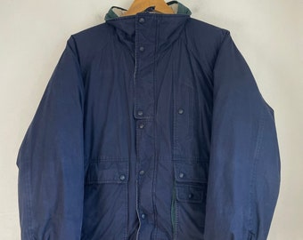 Cappotto invernale imbottito reversibile Vintage Gant da uomo, taglia XL, beige, verde e blu navy, con imbottitura in piuma.