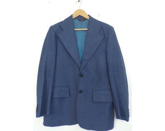 Vintage Mens Blue Sport Coat, 1970s Wool Blazer Size 38, Vintage Medium Blue Blazer, 70s Sport Coat, Classic Blue Sport Coat, Preppy Jacket