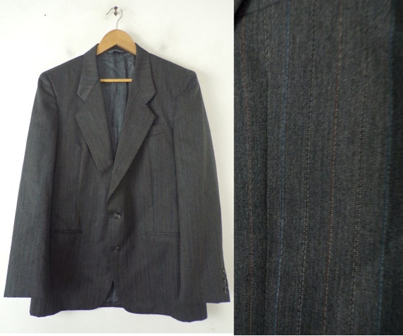 Vintage Mens  Pinstripe Blazer, 90s Gray Mens Siz… - image 1