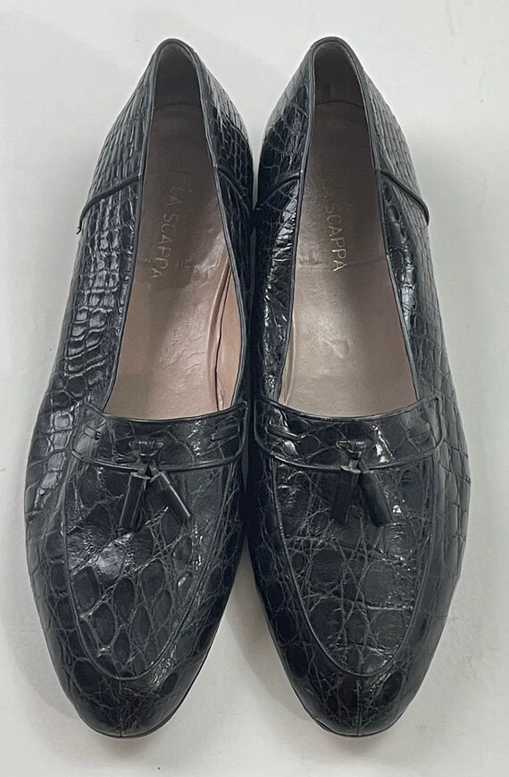 Vintage heren zwarte slangenprint loafers schoenen heren maat 12