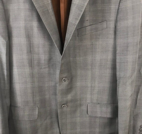 90s Jos A Bank Light Gray Plaid Two Piece Suit Me… - image 4