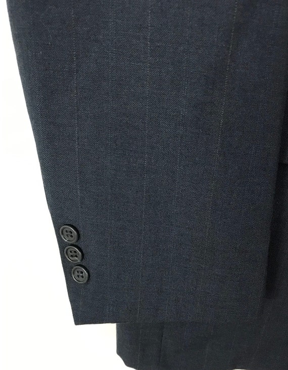 Vintage Dark Blue Pinstriped Blazer Mens Size 40,… - image 4
