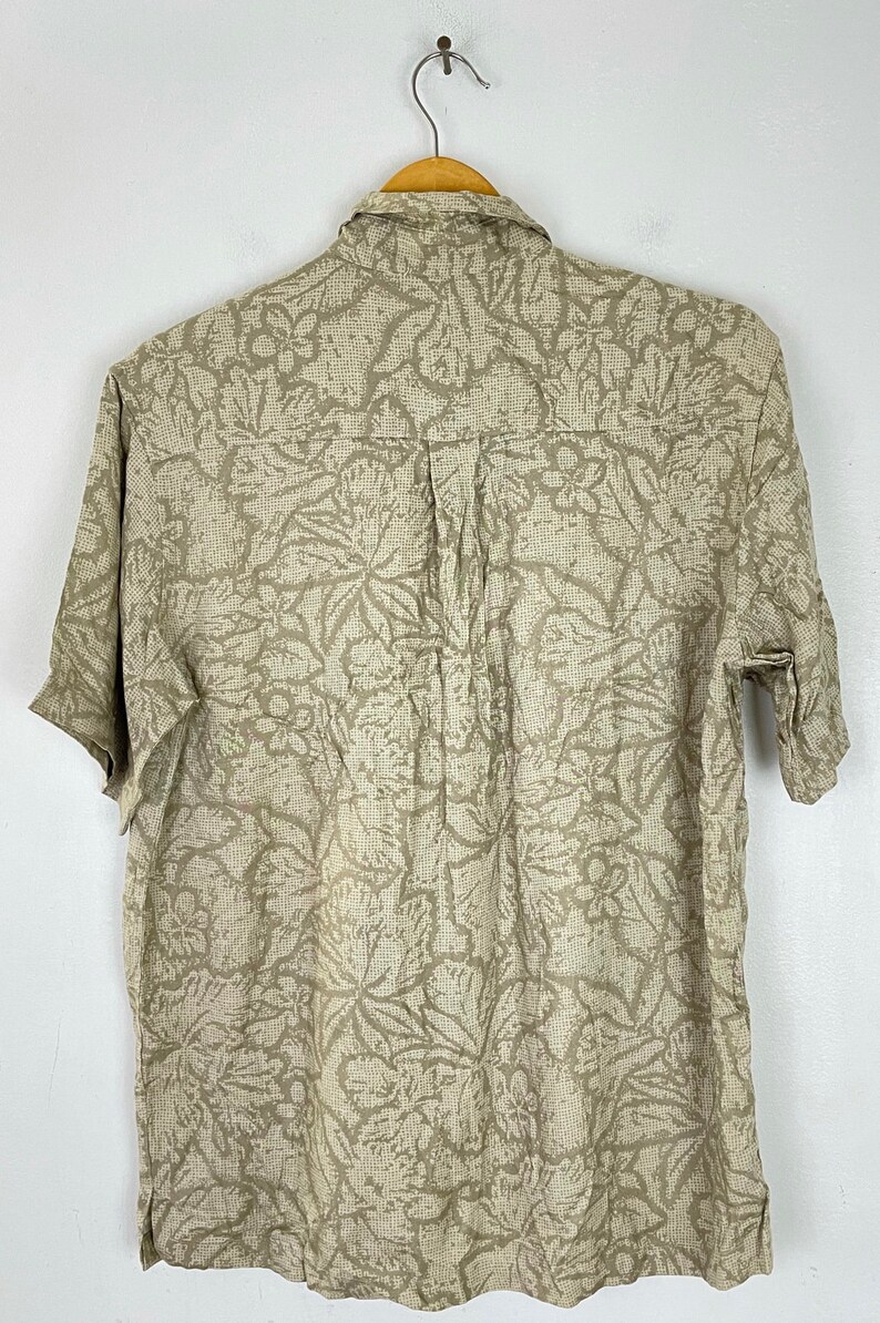 Perry Ellis Short Sleeve Linen Shirt Box Shirt Men's XL linen Beige type Vintage Second Hand