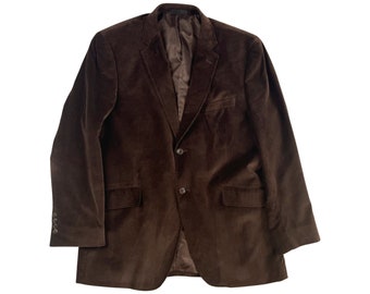 Vintage Dark Brown Velvet Sport Coat Mens Size 42R, Classic Brown Mens Blazer, Formal Event Wedding Velvet Fancy Blazer