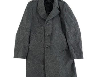 Vintage Stratojac Wool Overcoat Mens Size 42L | Dark Gray Winter Coat