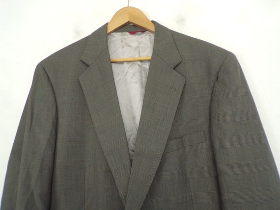 Vintage Mens Plaid Blazer, Jos A Bank Gray Plaid … - image 4