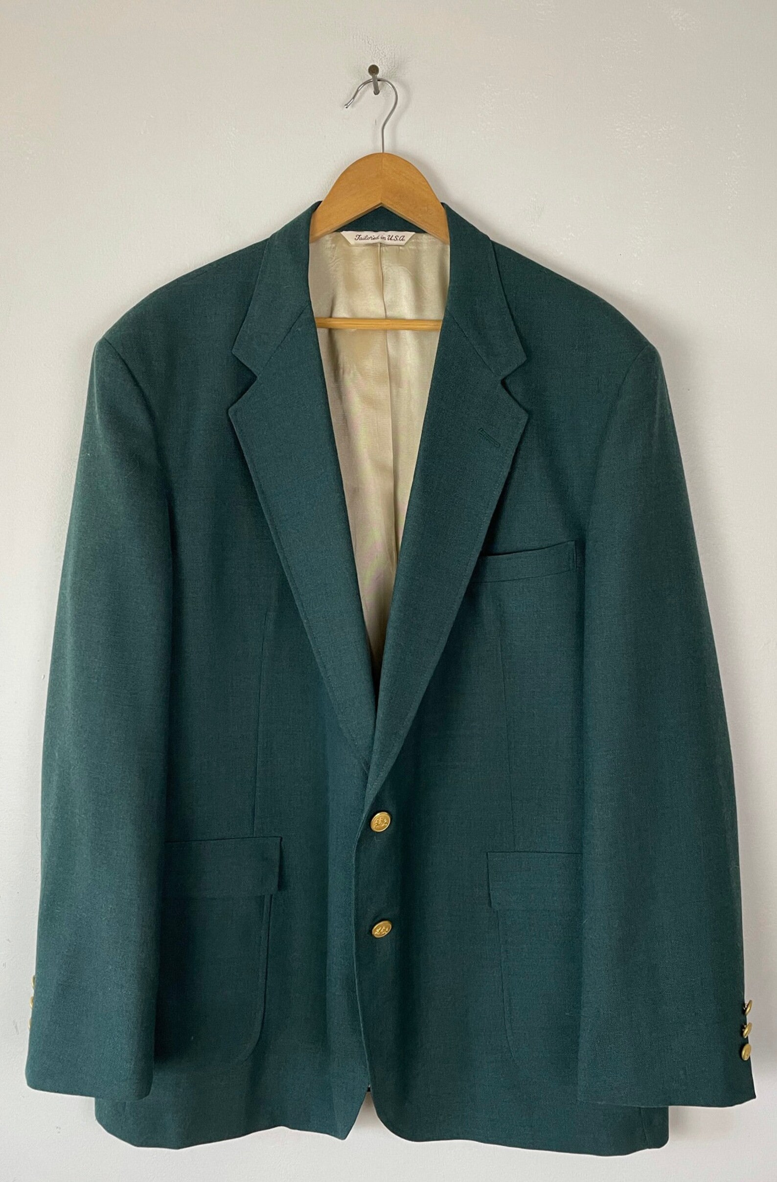 Vintage Dark Green Sport Coat with Gold Button Mens Size 50L | Etsy