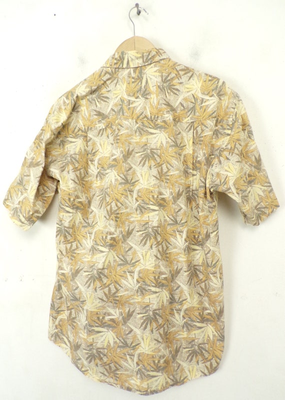 Vintage Mens Hawaiian Shirt, 1990s Brown & Yellow… - image 5