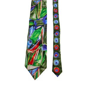 Vintage Colorful Abstract Print Tie | Artsy Wild Loud Print Museum Necktie | Retro Funky Print Tie