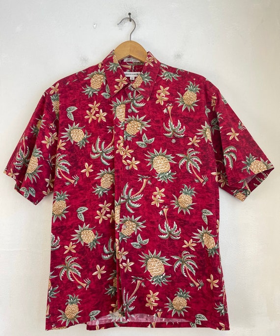 Vintage Pierre Cardin Red Pineapple Hawaiian Shir… - image 2