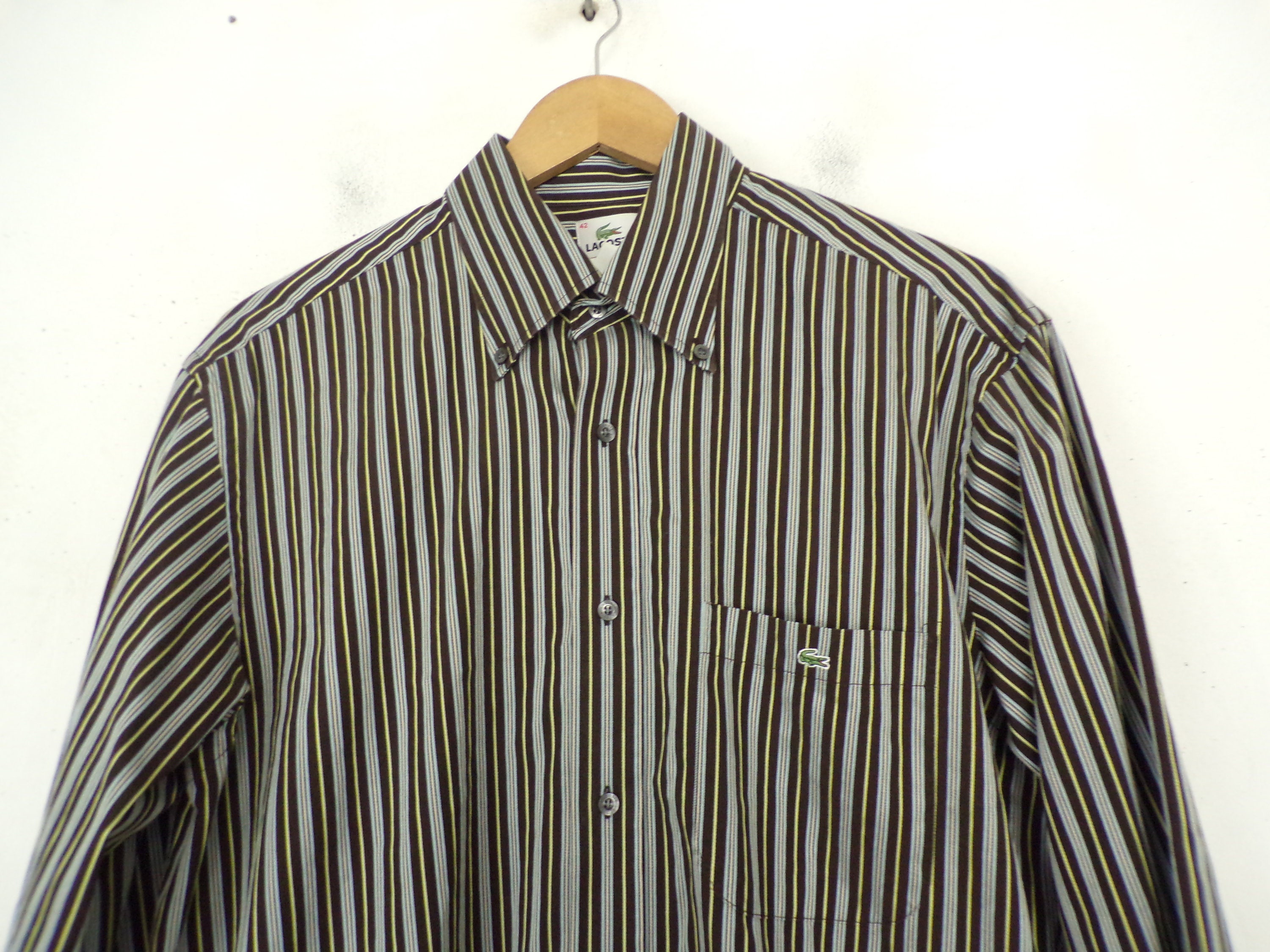 green striped button down shirt
