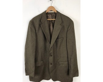 90s Brown Red & Green Plaid Sport Coat Mens Size 48R, Vintage Chaps Ralph Lauren Blazer, Classic Brown Micro Plaid Sport Coat