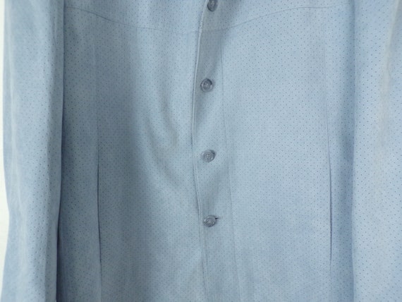 70s Light Blue Textured Blazer Mens 42R, Pin Hole… - image 4
