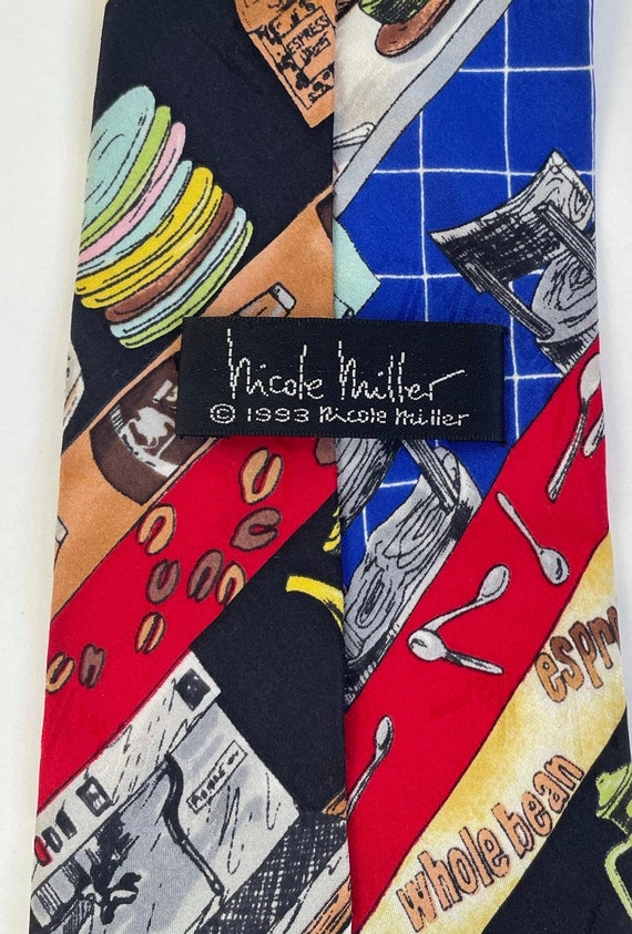 Vintage Men's Coffee Tie, Nicole Miller Tie, 1993 Nicole Miller Necktie, Fresh Brewed Coffee Espresso Tie, Coffee Lover Coffee Gift Barista View 4