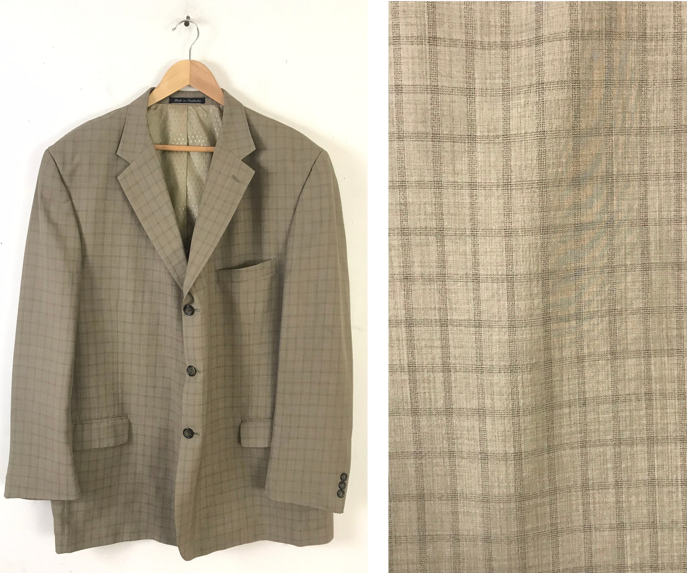 Vintage Mens Tan Plaid Sport Coat 1990s Mens Size 50L Classic - Etsy