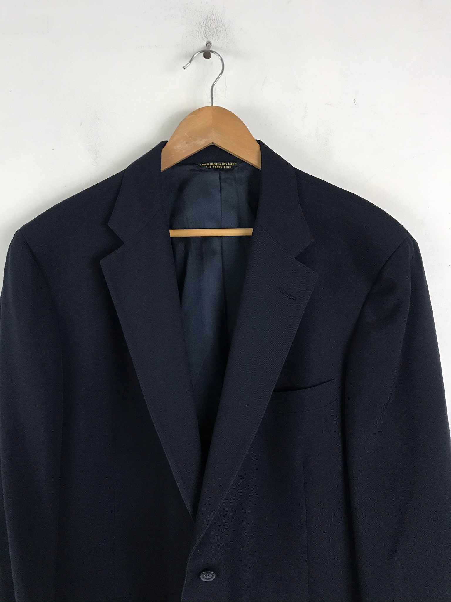 80s Dark Blue Two Piece Suit Mens Size 46 & 42W Classic Navy | Etsy