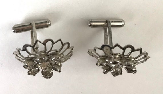 Boutons De Manchette Anciens En Argent Filigrané - Design Floral - Argent Sterling - Occasion