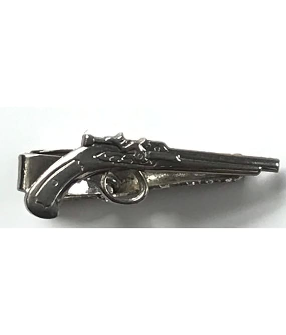 Vintage Flintock Gun Tie Clip, 1990s Gun Tie Bar,… - image 1