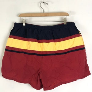 90s Nautica Red Yellow & Red Striped Short Swim Trunks Mens Size XL, Retro Swim Trunks, Short Mens Swim Trunks, Vintage Nautica, Summer image 4