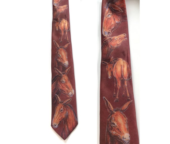 Vintage Ralph Marlin Donkey Tie, 90s Animals Donke