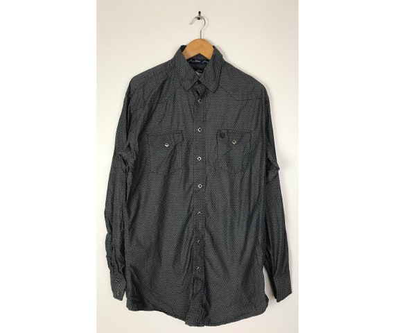 Vintage Wrangler Black Print Western Shirt Mens XL