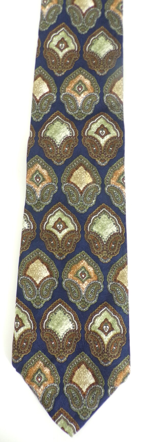 90s Blue Green & Brown Paisley Tie, Print Tie, Cl… - image 2