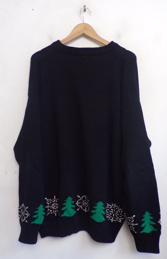 Vintage Mens Christmas Sweater, Mens Tree Snowfla… - image 5